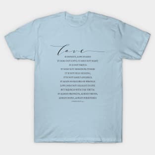 1 Corinthians 13:4-7, Love Verses, Bible Verse Lettering, Love is Patient, Farmhouse Decor T-Shirt